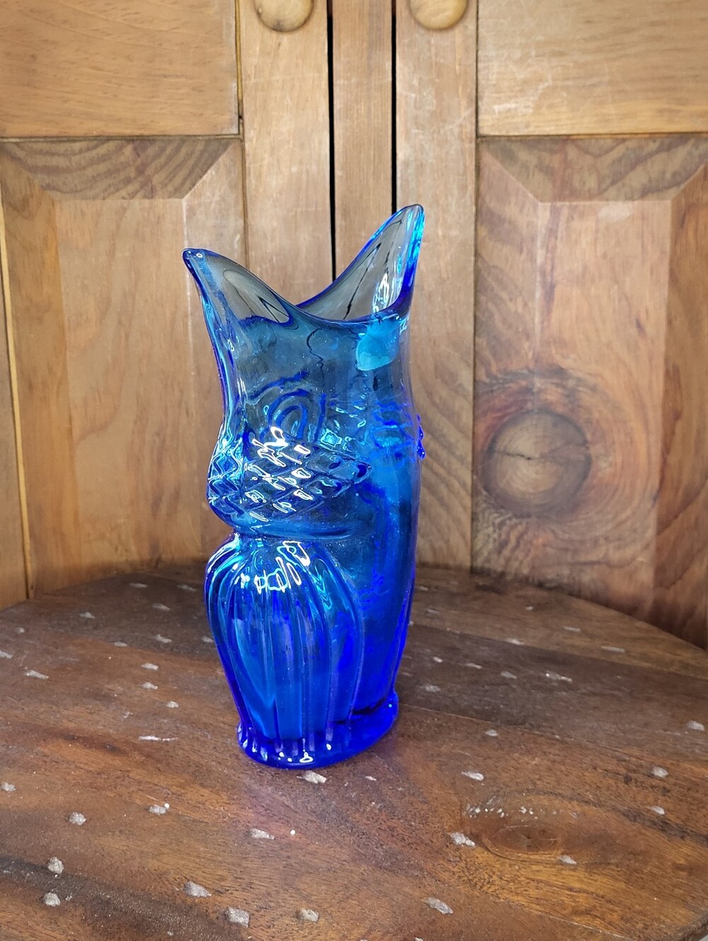 Cobalt Blue Glass Owl Vase - Unbranded - Picture 8 of 14